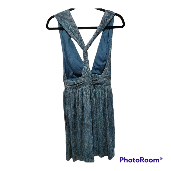 Women's Lulus Ailey Gold and Teal Skater Dress Size Large NWT - Picture 2 of 9